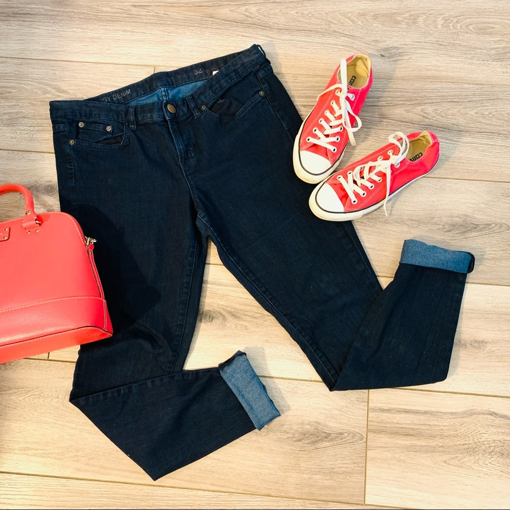 J.Crew Leggy Denim Stretch Skinnies Skinny jeans Dark Wash Size 32  plus sz EUC